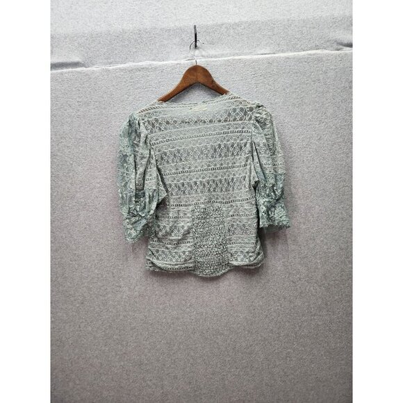 Gimmicks for BUCKLE Womens Lace Sage green Puff Sleeve Blouse Size S - Picture 4 of 4